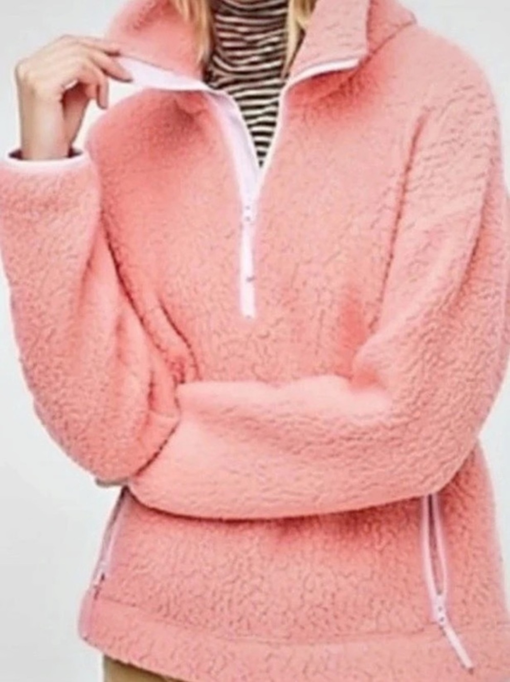Vintage Style J.Crew Sherpa Half-Zip Pullover Pink Jacket